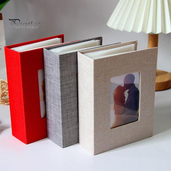 Slip-in Photo Album Linen Cover 50 Pages 100 Pockets 4x6-Inch Wedding Travel Baby Shower Kids Family Anniversary Picture Collection Book