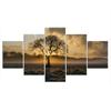 5 шт., декор «Утренний туман, дерево, восход солнца», 5 шт., картины, настенные художественные постеры, HD печать, абстрактный холст, 5 панелей, без рамки