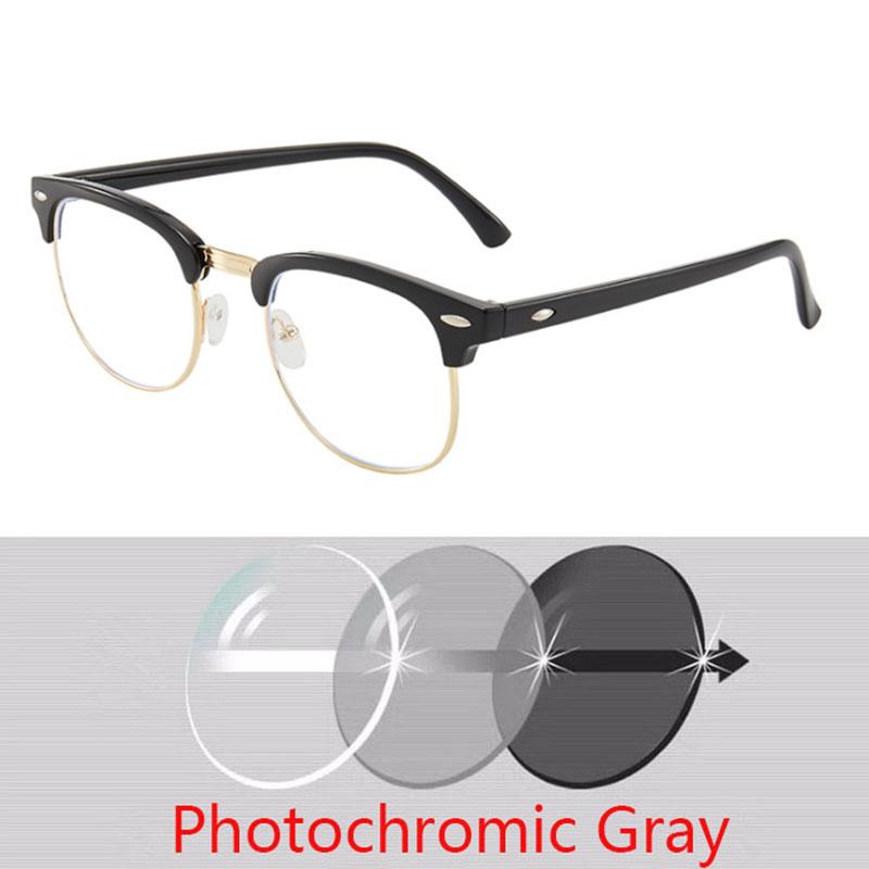 Hyperopia Diopter SPH 0 +0.5 +1 +1.5 +2 +2.5 +3 +3.5 +4 +4.5 +5 +5.5 +6.0 Half Metal Frame Photochromic Finished Reading Glasses