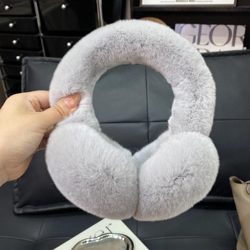 100% Натуральный Мех Кролика Рекс Наушники Индивидуальный Дизайн Для Холодной Зимы Уютные Меховые Плюшевые Теплые Морозостойкие Складные Наушники для Женщин