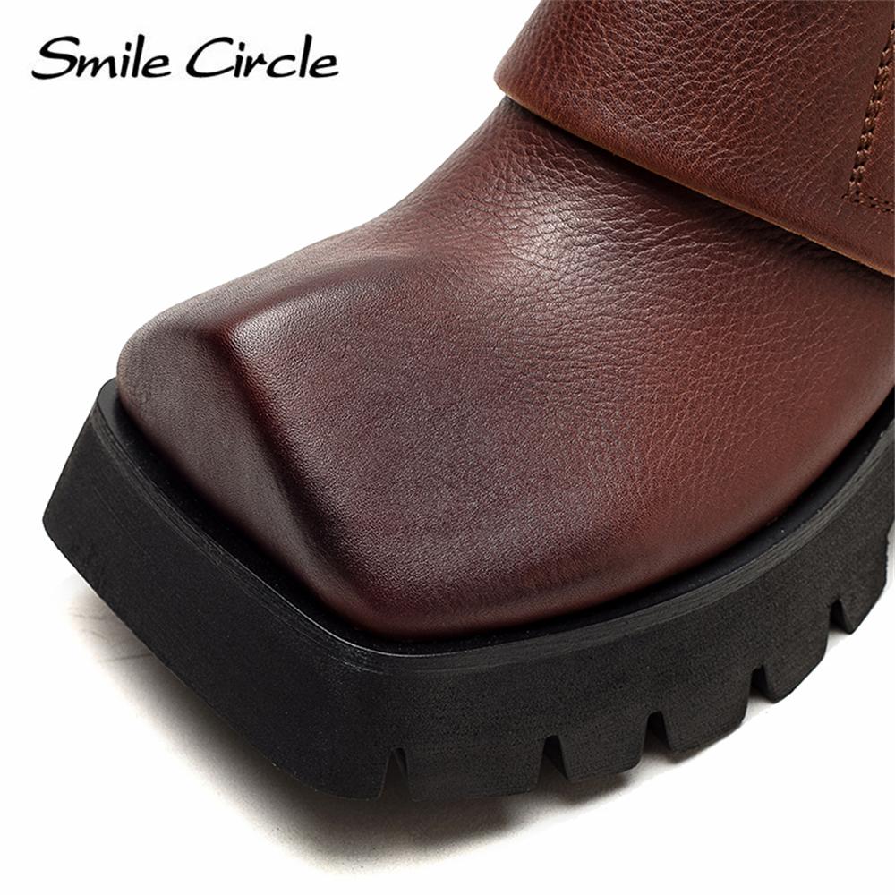 Женские туфли на плоской подошве из натуральной кожи, туфли на платформе с квадратным носком, низкие туфли, модные повседневные туфли на толстой подошве