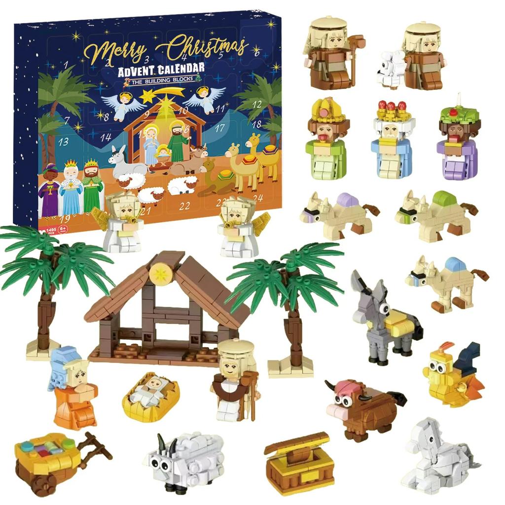 Advent Calendar BOX DIY Building Blocks Christmas Tree Santa Claus Deer 24 Days Countdown Calendar Blind box Kids Gift Navidad