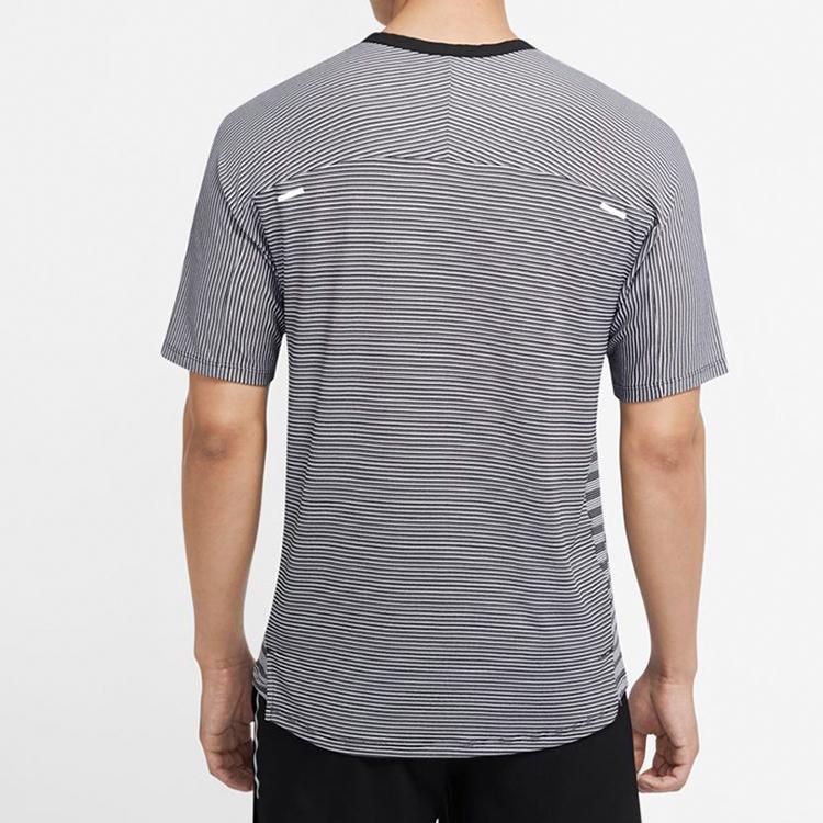 Nike Футболка Techknit Future Fast Running с короткими рукавами и круглым вырезом, мужские топы, черный, белый цвет CU6057-010