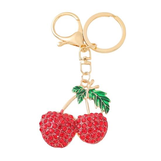 Girl Keyring Cherry Shape Charm Sparkling Rhinestone Keychain Pendant Bag Handbags Backpacks Charm Accessories