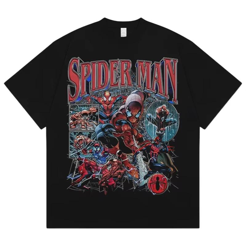 Летняя Новинка Футболка Marvel Оверсайз Мужская Спортивная одежда Для тренировок на открытом воздухе Женские Футболки Поклонники Супергероев Мстители Футболка