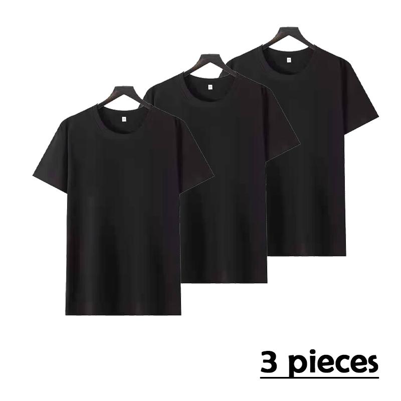 Zirunking 2023 Summer New 100% Cotton 3PCS Solid T Shirt Unisex Causal O-neck Basic T-shirt Male/Female High Quality Classical Tops HUIPA1-3PCS