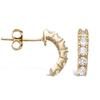 [J5250] - Gold Plated Half Hoop Earrings 'Déesse' Golden White - 13x3 Mm