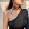 Цветочное ожерелье с длинной кисточкой, сплошной цвет, мягкая ткань, колье-роза, элегантное платье, изысканный воротник, аксессуары для одежды, женский подарок
