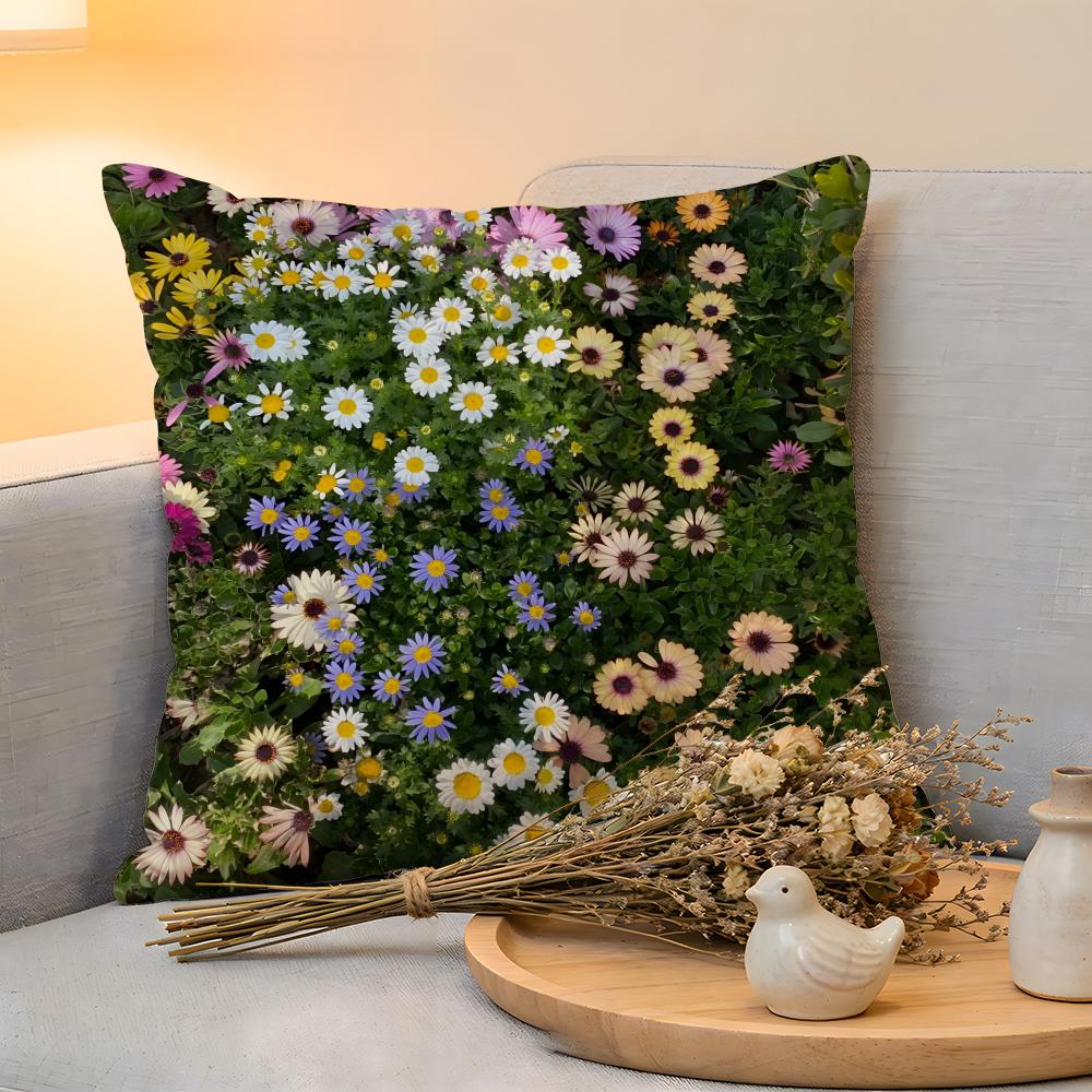 Cushion Cover Linen SkinFriendly Soft Decorative Case For Sofa Home Decor Fashion Daisy Pillow cover