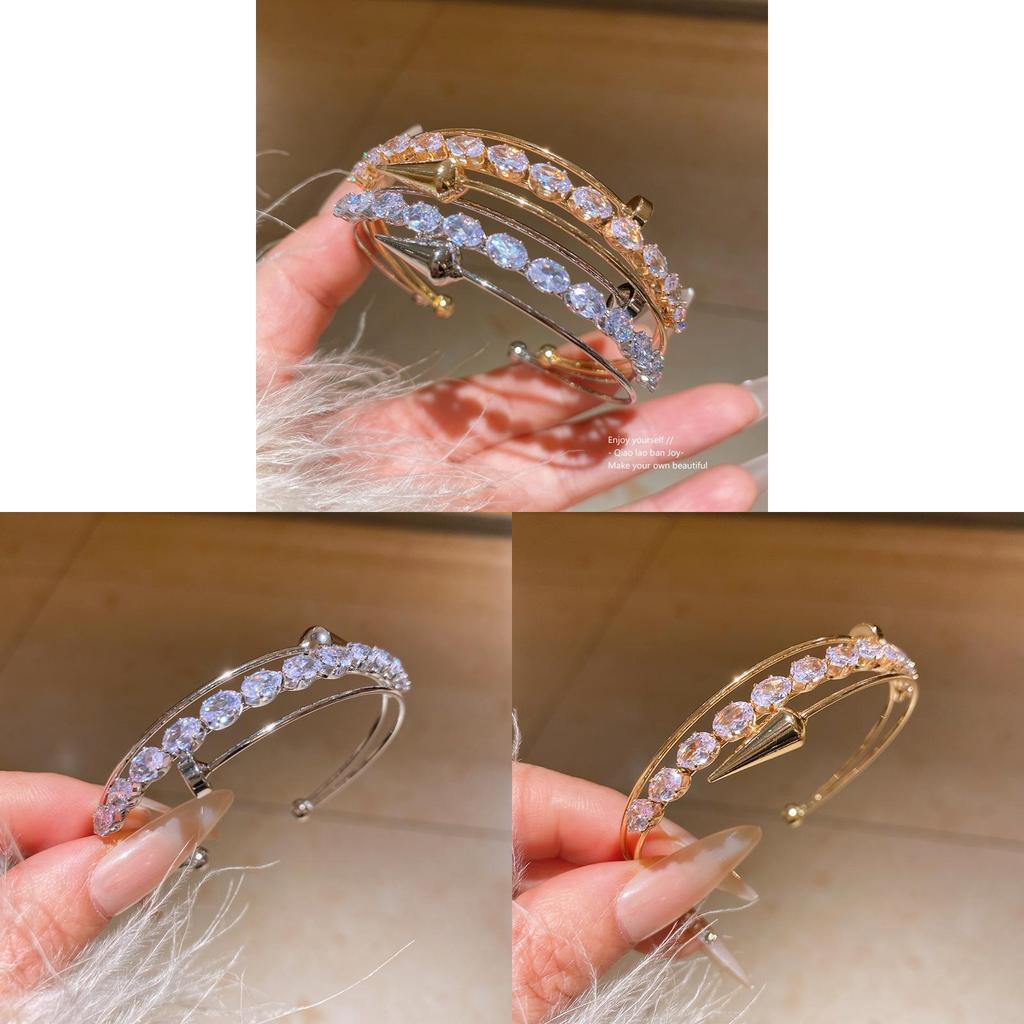 Gold Silver Zircon Hoop Hand Chain With Geometric Design For Fashion Accessories