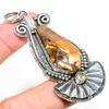 Mud Crack Fossil,Citrine 925 Sterling Silver Jewelry Pendant 3.15" U5z05