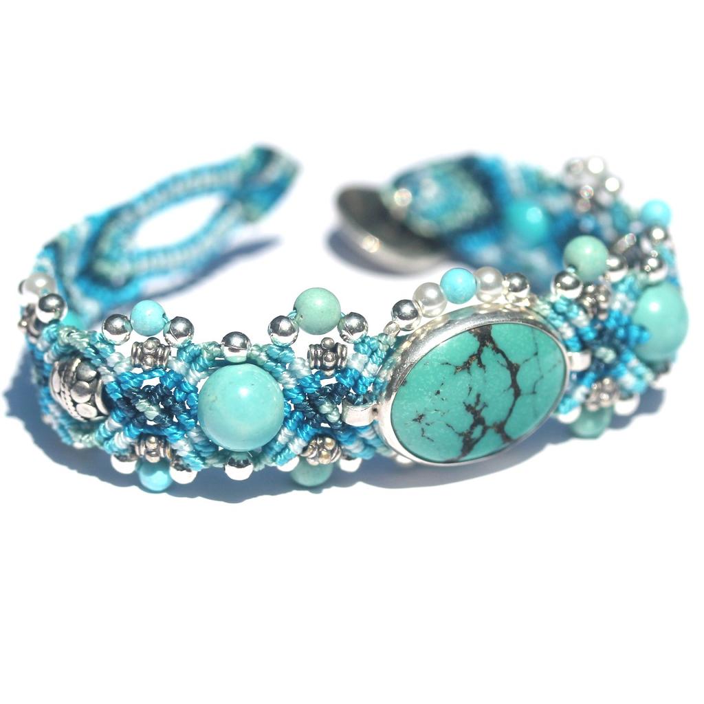 Isha Jewelry Простой браслет с бирюзой в центре - Уникальный