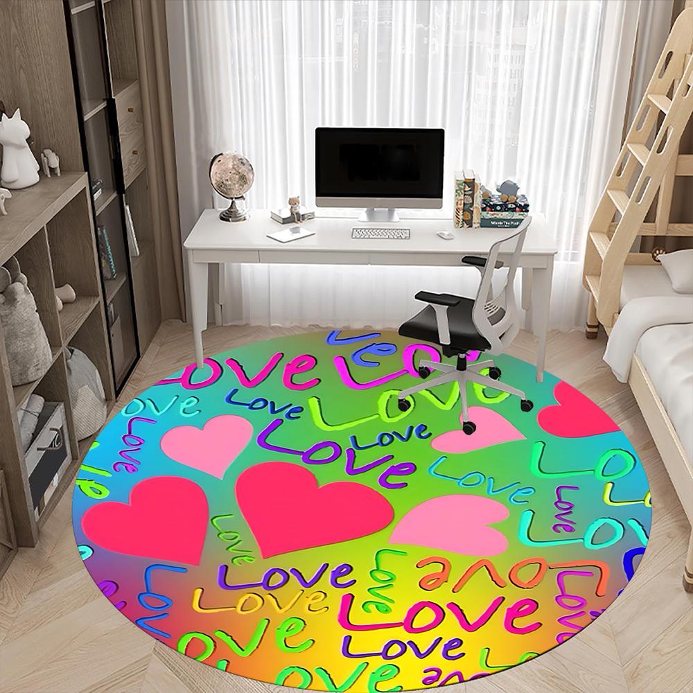 1pc Love Hearts Chair Carpet for Office Machine Washable Rug for Office, Good Gift for Family or Friends yy251225243