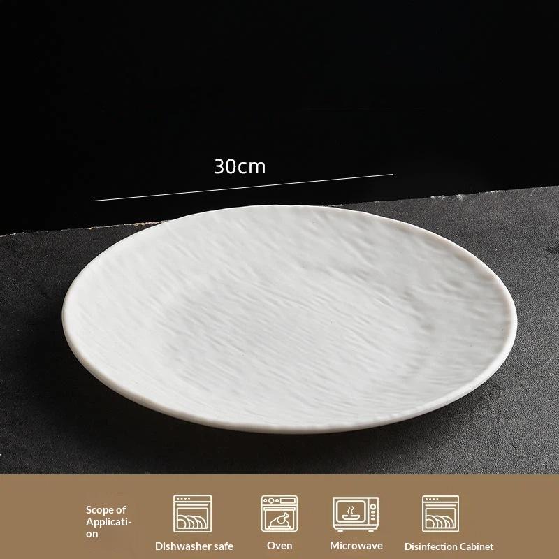 8 Pcs Plastic Dinner Plates Stone Textured Smooth Burr Free Edge Dishwasher Safe for Home Kitchen Family Dinner