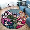 Classic Japanese-style cartoon Demon Slayer round rug, home soft decorative anti-slip yoga mat and chair mat, outdoor floor mat carpet K34