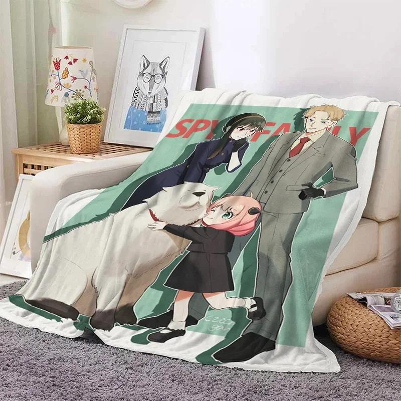 3D Print Anime Spy Family Blanket Soft Sofa Cover Throw Anya Blanket Fleece Tapestry Warm Bed Blankets for Bedroom Couch