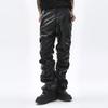 Punk Design Sense Glossy Pleated PU Leather Pants Men's Ins Fashion Hip-hop Loose Casual Trousers Leather Pants