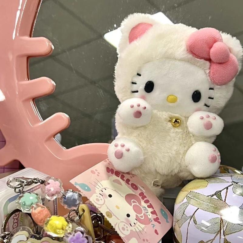 10 см Sanrio Hello Kitty Мультяшная Плюшевая Игрушка Плюшевая Кукла Набитая Подвеска для Школьной Сумки Подарок Маленькое Украшение Плюшевая Девочка Подарок Spotify Premium