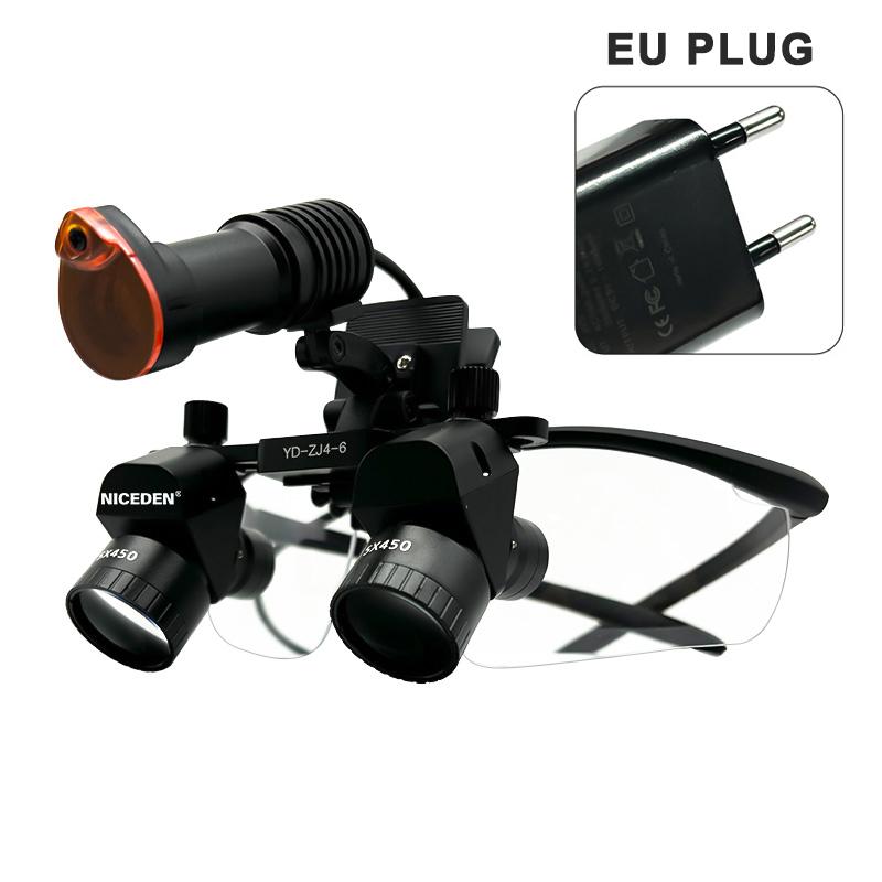 Niceden 4X 5X 6X стоматологические бинокулярные увеличительные лупы 5 Вт хирургический медицинский налобный фонарь литиевая батарея 300-600 мм