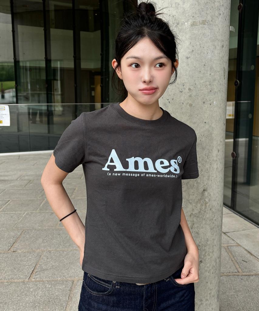 AMES-WORLDWIDE Базовая футболка с логотипом Угольный