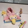Soft Pink Plush Bird Pencil Bag Stationery Organizer Big Eyes Bird Pencil Pouch In School
