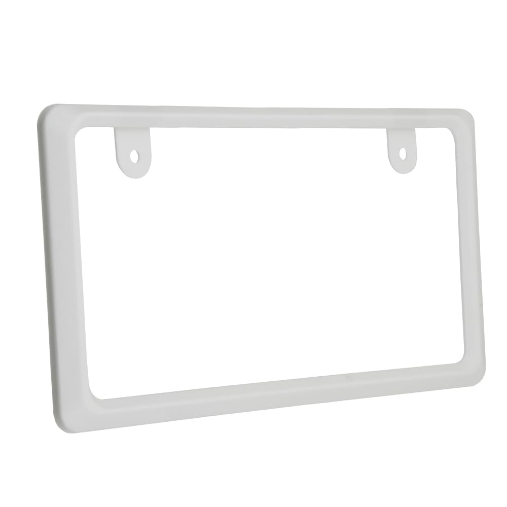 NanoSight License Plate Frame, Gloss White, Light Car, Ordinary Car, Looks Small, Yellow Edge Concealed (Gloss White, 2 Pieces)