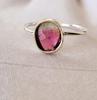 Кольцо из стерлингового серебра 925 пробы с натуральным двухцветным розовым турмалином, размер 7, США A49, подарок