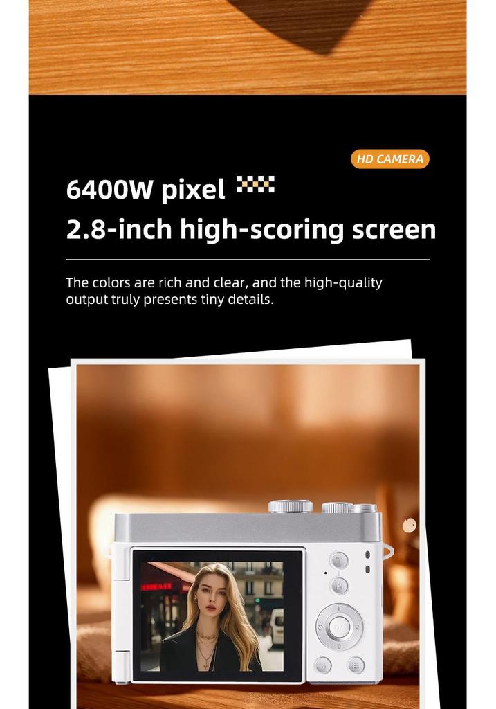 For Cross-Border 4K HD Flip Screen Retro Digital Camera with Phone Transfer Capability