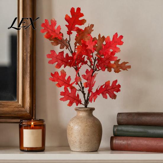 Realistic Artificial Tulips Maple Leaves, Faux Silk Hanging Plant for Home Decor, Cascading Flowers Leaves Wall Wedding Party DIY Floral Arrangements