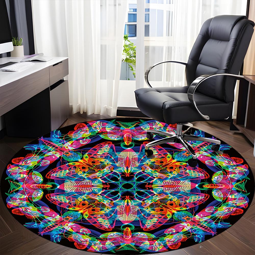 1pc Butterfly Kaleidoscope Chair Carpet for Office - Durable, Ideal for Chair Mats, Stylish & Functional Decorative Rug yy260130096
