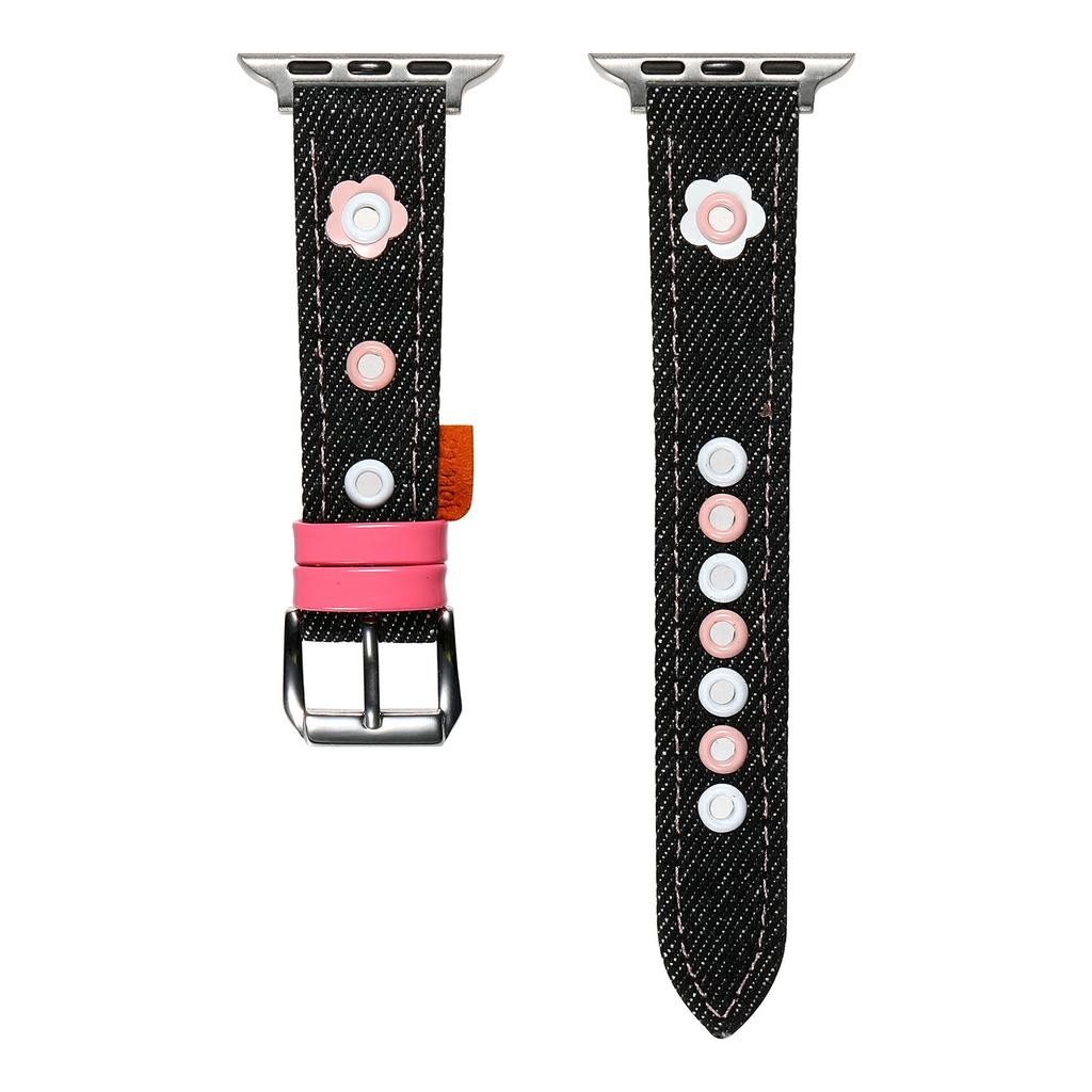 Denim Watch Band for Apple Watch Series 10 Ultra 9 8 7 SE 6 5 4 3 2 1 46mm 49mm 45mm 44mm 42mm Dopamine Flower Strap