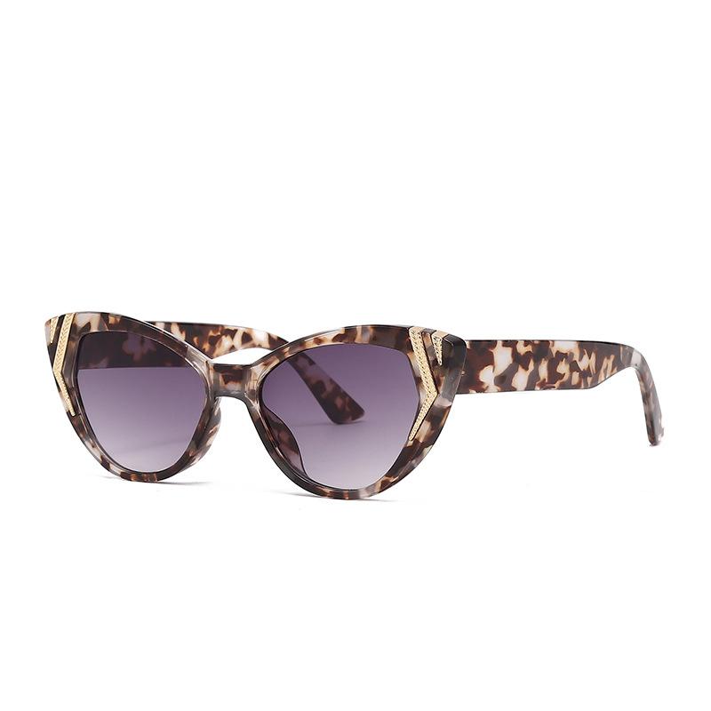 New Luxury Leopard Gradient Cat Eye Women Sunglasses Retro Golden Frame Decoration Design Trendy Men Sun Glasses Uv400