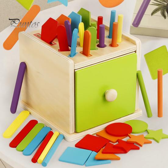1 набор деревянных игрушек для сортировки цветов, мелкая моторика, коробка для сопоставления цветов, развивающая красочная игра для мальчиков и девочек, сбрасывающая палочки и диски