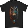 Dreamcatcher Wolf Spiritual Moon Phases Mens T-Shirt 100% Cotton