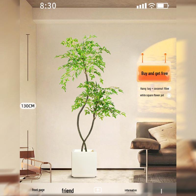 Нандина Роскошное Искусственное Дерево - Напольное Украшение для Помещений и Бионическое Зеленое Растение в Горшке