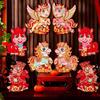 1 Pair Flocking Paper New Year Door Sticker Chinese Style Spring Festival Couplets Celebration