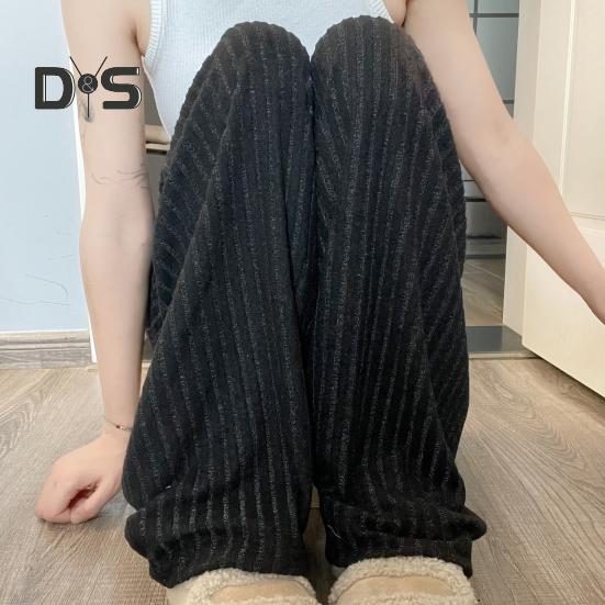 Зимние пижамные штаны из плотного плюша с эластичной талией, свободные, сохраняющие тепло, с широкими штанинами, женские брюки для домашней одежды, однотонные брюки для отдыха