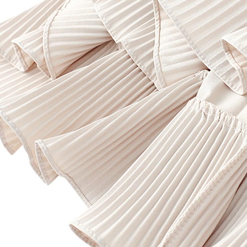 Qooth Женская плиссированная юбка-торт в стиле ретро с рюшами, элегантная длинная юбка трапециевидной формы с эластичной резинкой на талии на весну и осень QT2141