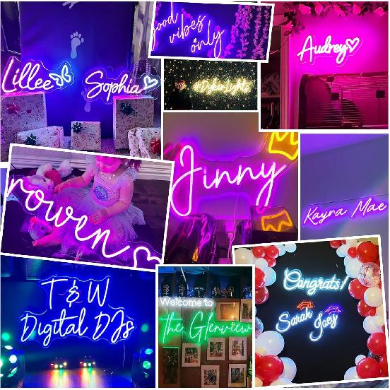 Персонализированные неоновые вывески для декора стен, неоновая вывеска с регулируемой яркостью, настраиваемая с пультом дистанционного управления для подарков на день рождения, светодиодная неоновая подсветка с индивидуальным именем