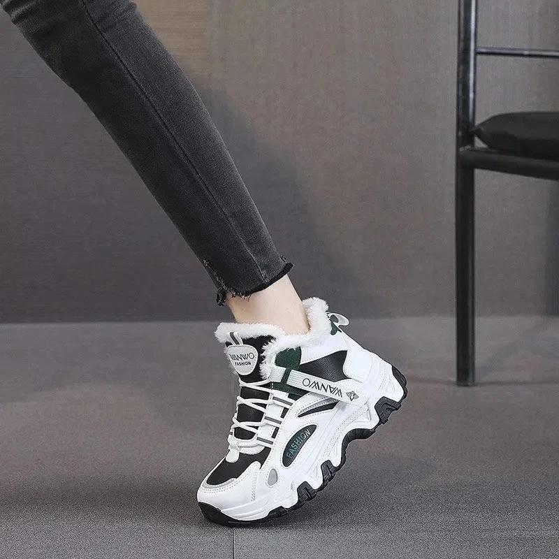 2024 Plus 42 Winter Women's Sneakers Platform Vulcanize Shoes 2024 Plus Velvet Warm Casual Running Shoe for Woman Female Boots