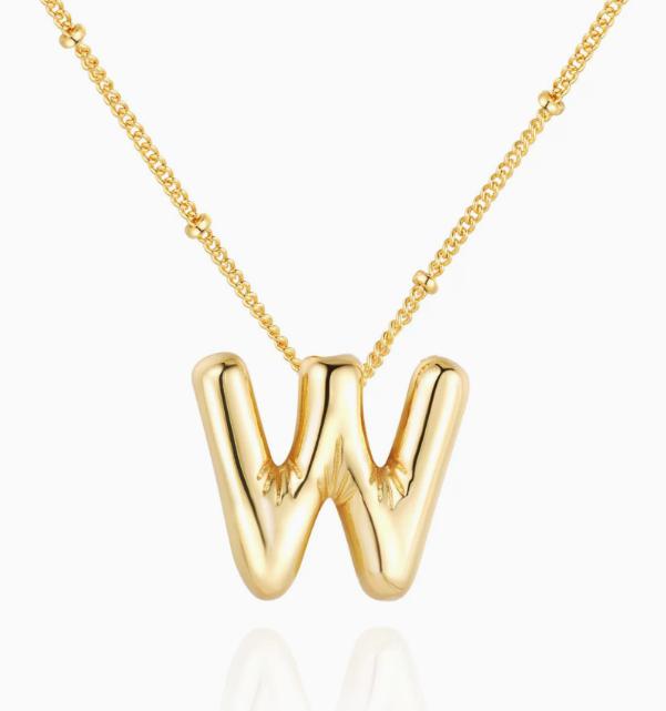 LT-12056 Stainless Steel 18K Gold Balloon Letter Necklace Silver Bubbles 26 English Alphabet Pendants Jewelry