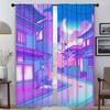 City Pop Curtains for Bedroom Halloween Decoration Kitchen Curtains 2 Pieces Window Curtain Partition Living Room Curtain Shades