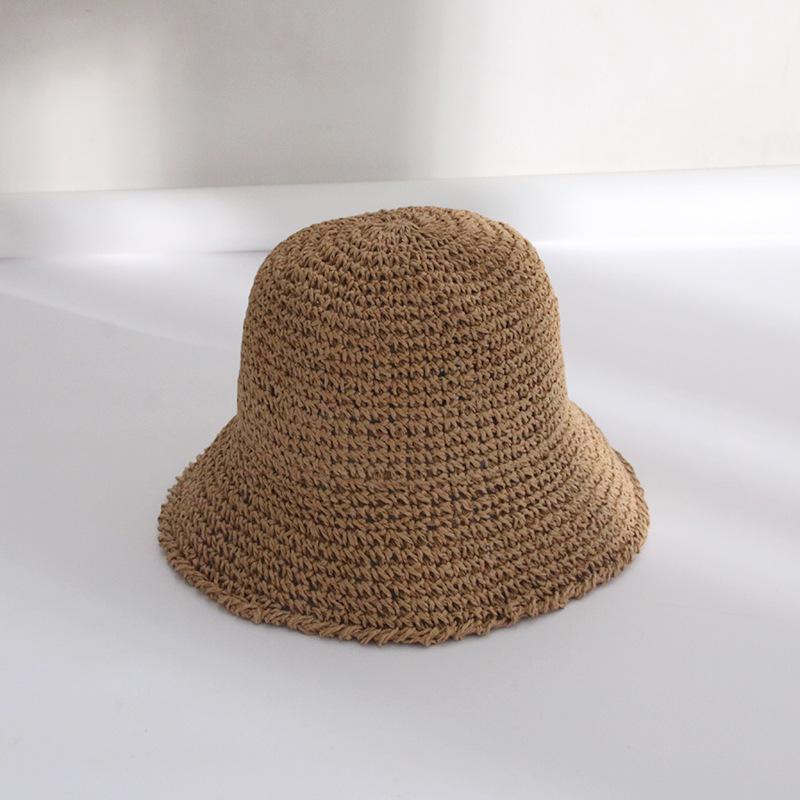 Women's Summer Japanese Style Simple Woven Bucket Hat Breathable Sunshade Straw Hat Beach Vacation Foldable Sun Protection Fisherman Hat