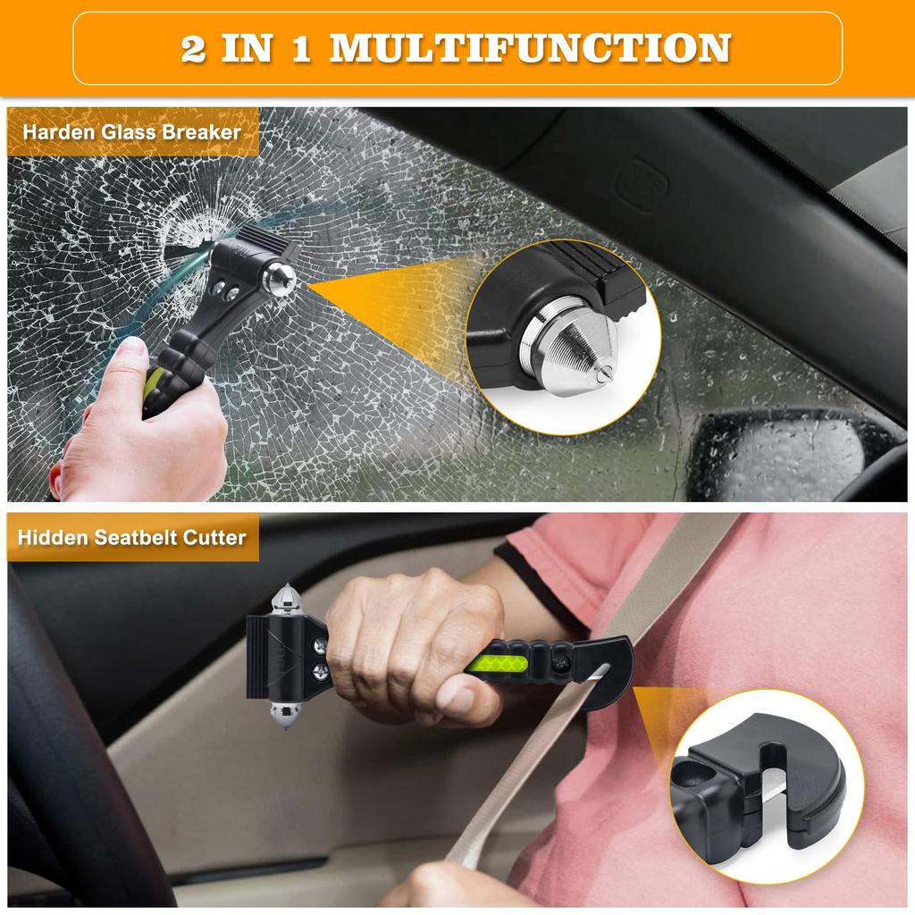 THINKWORK Car Window Breaker, Glass Breaker, Window Glass Breaker Seat Belt Cutter, 2 In