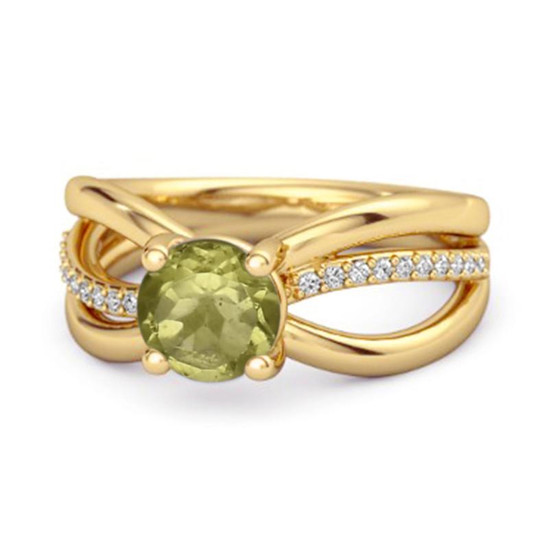 Peridot Infinity Pavé Split Band Ring - Sterling Silver Gold Vermeil