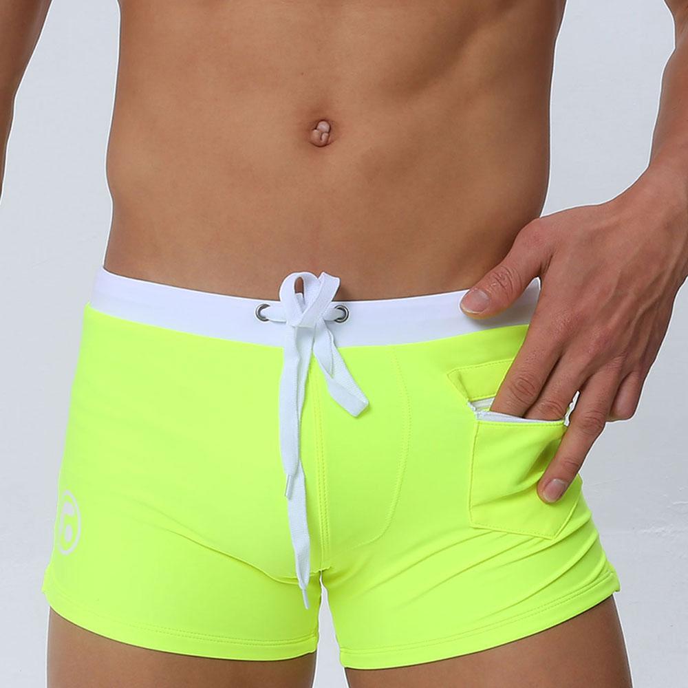 Мужские купальники с передним карманом, короткие плавки, пляжные шорты, сексуальные сетчатые трусы-боксеры, удобные мягкие дышащие