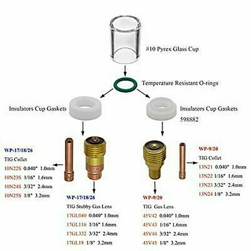 Стекло #10 и уплотнительное кольцо для сварочной TIG-горелки SR WP171826 и SR WP 920, материалы, подходит для TIG-горелок WP 17/18/26 и WP 9/20
