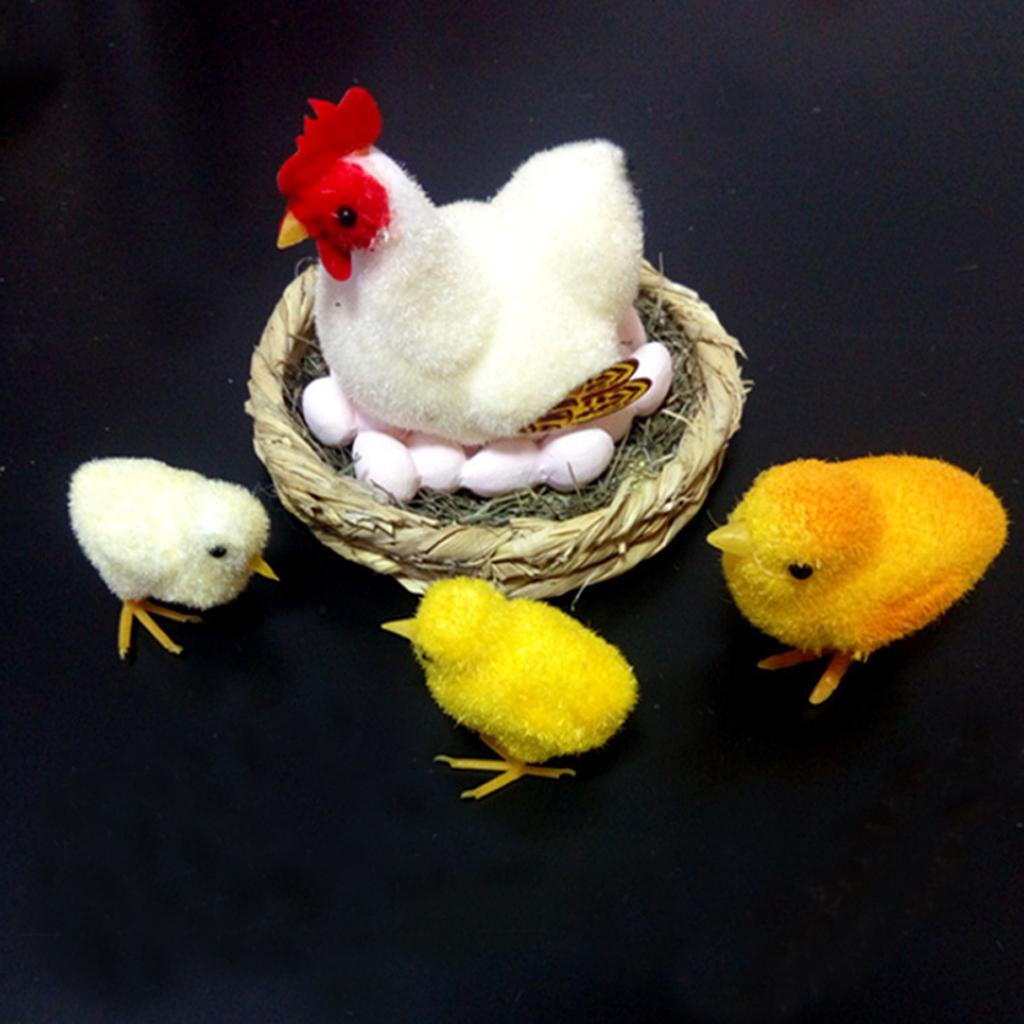 Chicken Lay Eggs Family Animal Model Figurine Home Party