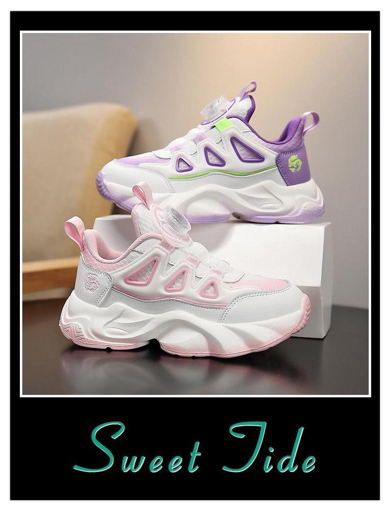 Дышащие сетчатые кроссовки для бега для девочек, модные спортивные повседневные кроссовки для учеников начальной и средней школы, осенняя коллекция 2025