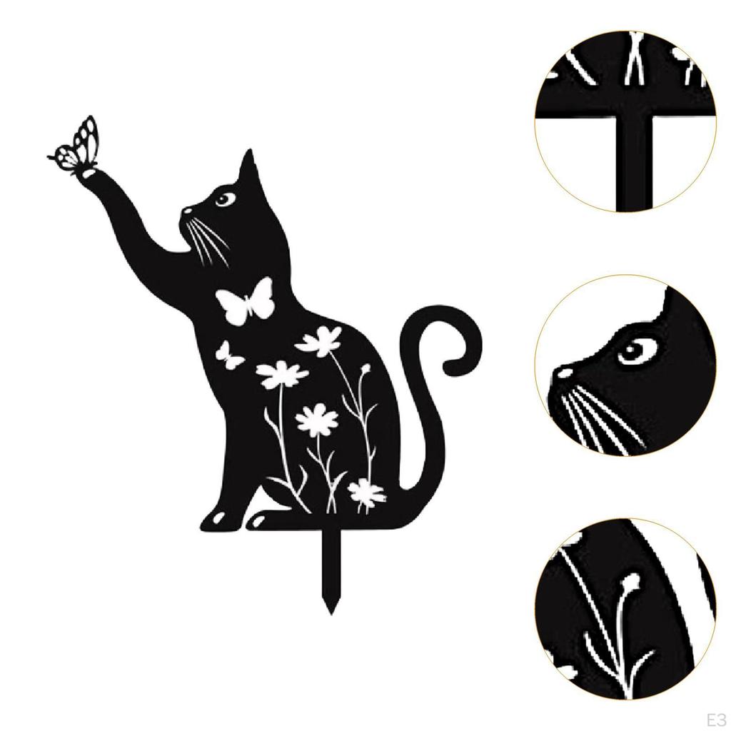 Cat Decorative Garden Stake Lawn Ornament Gift Outdoor Animal Decor Silhouette Yard for Festival